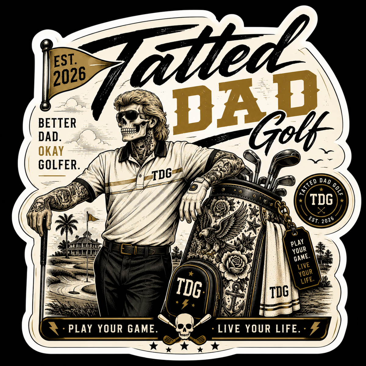 TDG Tatted Skeleton Vinyl Sticker